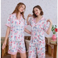Muslin Pajamas Silk Satin Rose white (L800 N800 T800)| Women's