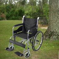 ✼รถเข็นผู้ป่วย Wheelchair วีลแชร์ พับได้ น้ำหนักเบา ล้อ 24 นิ้ว มีเบรค หน้า,หลัง 4 จุด เหล็กพ่นสีเทา รุ่น AA017♔