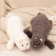 Cute Realistic Ferret Plush Toy Soft Fluffy Stuffed Animal Doll White Gray Ferret Plushie Kids Birth