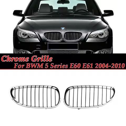 For BMW 5 Series E60 E61 2004-2010 Front Bumper Racing M5 Grille Chrome M Color/Black Grill 530i 535