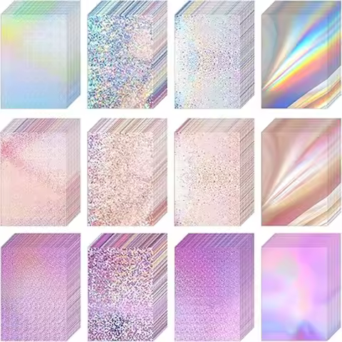 20 Sheets Holographic Cardstock 8.5 x 11, 250gsm Metallic Cardstock Glitter Shiny Iridescent Mirror 