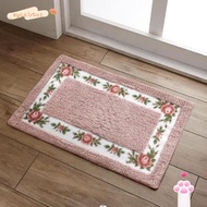 EUCALYTUSMY 1 Pcs Flower Rug, 16*24Inch Non-Skid Pink Rug,  Microfiber Absorbent Pink Floral Bathroo