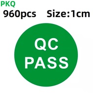 960pcs 1cm Qc Pass Paper Label Qualtity Controla Sticker Green Product Check Mark Manufacture Proces
