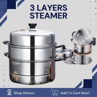 AUTHENTIC 3 LAYERS STEAMER FOR PUTO 3 LAYER SIOMAI STEAMER STAINLESS STEEL STEAMER COOKWARE MULTIFUNCTIONAL 3 LAYERS POT STEAMER COOKER STAINLESS STEEL MULTI-FUNCTIONAL 3 LAYERS STEAMER COOKWARE COOKING POTS STEAMER