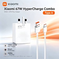 Original Xiaomi 67W Turbo Fast Charger USB-A Power Adapter With Type-C Charging Cable UK Plug Travel