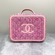 Chanel Vanity Case粉色毛呢相機包中號