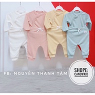 [Chaang]Long-sleeved cross-over set for babies. (0-3m, 3-6m)
