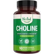Nested Naturals Choline Bitartrate 500mg - High Potency Choline Supplements - Supports Cognitive Per