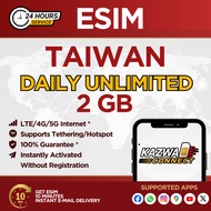 eSIM Taiwan Daily Unlimited 2GB Data 1-7 DAYS | eSIM Activated Instantly