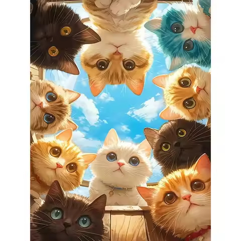Acrylic Paint By Numbers Cat Cartoon Painting By Numbers on Canvas Coloring By Number for Adults Pai