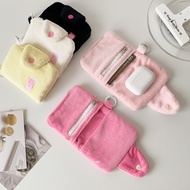 New Plush Candy Color Bi-Fold Wallet Small Coin Purse Solid Color All-Match Portable Card Holder Coi
