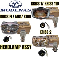 3 IN 1 MODENAS KRISS 1 KRISS 110 KRISS 2 KRISS 100 KRISS FL MR1 HEAD LAMP ASSY + SOCKET BULB MENTOL 