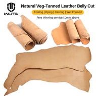 WUTA Natural Veg-Tanned Leather Belly Cut First Layer Cowskin Leather DIY Materials 5-7 / 7-9 sq.ft 