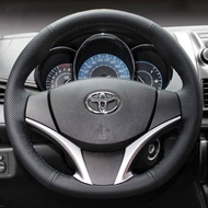 台灣現貨豐田方向盤套真皮手縫 WISH RAV4 VIOS ALTIS CAMRY YARIS 汽車方向盤套 w02