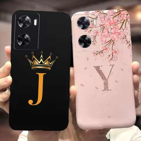 For Oppo A57 4G 2022 Case Oppo A57s A77s Cute Crown Letters Cover Soft TPU Phone Case For Oppo A77 4