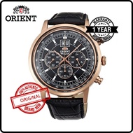 CTV02002B FTV02002B TV02002B ORIENT Men Original Brand New Chronograph Black Dial Leather Strap Watc