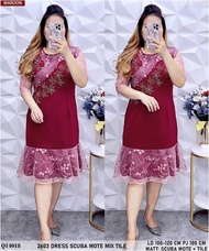 Dress Scuba combi brukat mutiara import