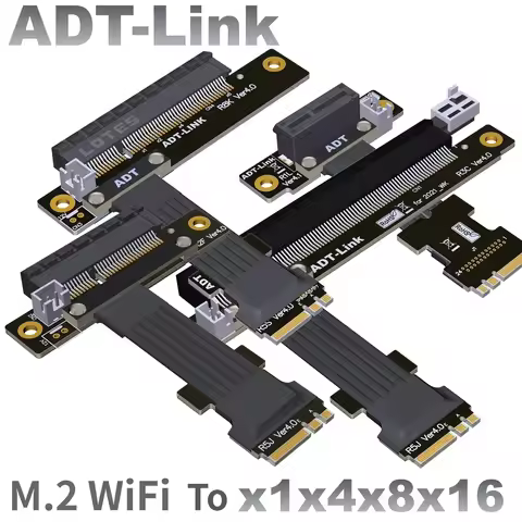 M.2 Key A.E WiFi NGFF Riser To PCIe 1X 4X 8X 16X Riser Card Extender Adapter Gen4 Cable AE Key A E F