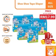 [RM 17.99 AFTER SHOPEE COIN REBATE] Shee Shee Tape Diapers - ALL SIZE