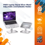 FH05 Laptop Stand Silver Metal Adjustable and Foldable Holder for 360 Rotatable Convenience