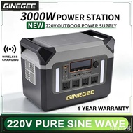 ( FAST DELIVERY + 1 Year Warranty) GINEGEE 3000W Pure Sine Portable Power Station 220V suitable for 