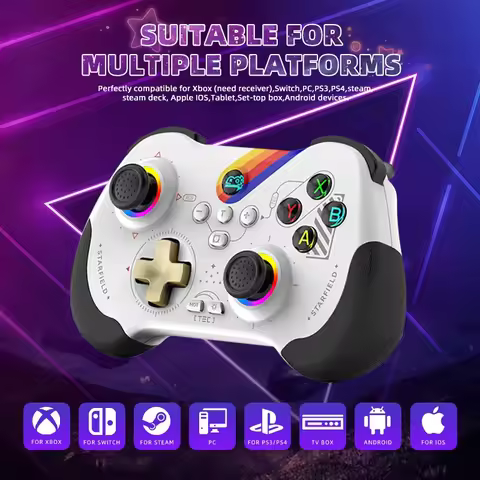 Z01 Wireless Game Controller with 6-Axis Motion Sensor Turbo Function Programmable Hall Joystick for