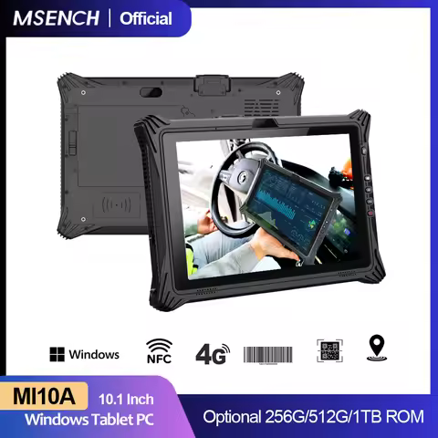 MSENCH 10.1 Inch Windows 11 Pro Rugged Tablet 4G LTE GPS 10000mAh Battery Support Hot-swappable 16GB