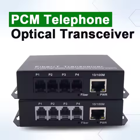 4 Channels PCM Telephone RJ11 to Fiber Optical Extender Transmitter Receiver with 1 10/100M RJ45 Por