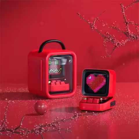 Divoom DITOO Pixel Bluetooth Wireless Speaker Chinese Red Mechanical Retro Computer Model Smart Desk