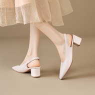 【888 Shoes Ready Stock】Women Slingback Block Heels 5CM Pointed Toe Kasut Tumit Tinggi Wanita Kasut K