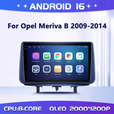 9" For Opel Meriva B 2009-2014 Car Multimedia Radio Android 16 System BT Carplay Android Auto 2K QLE