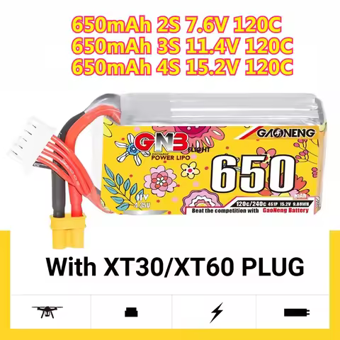 2S 3S 4S Lipo Battery 650mAh 120C with XT30 Plug for RC Car Boat RC FPV Drone Helicopter Airplane Pa
