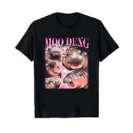 Moo Deng Capybara T-Shirt Funny Animal Print Graphic Tee for Men Women Unisex Black Shirt with Cute 