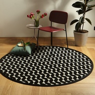 PDM เสื่อกลมอเนกประสงค์ เสื่อตกแต่ง เสื่อแทนพรม เสื่อแต่งบ้าน ลาย Stride (Round) Black-White 120x120