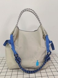 Japanese Ball Chain Embroidered Blue Bottle Eco-Friendly Shopping Bag Canvas Bag For Women With Larg