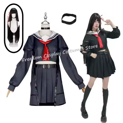 Game Wuthering Waves Wuwa Chisa Cosplay Costume wig Headwear Women Girls Halloween Top skirt Jk Unif