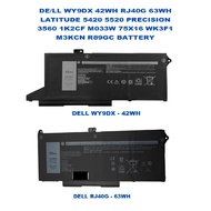 DE/LL WY9DX 42WH RJ40G 63WH LATITUDE 5420 5520 PRECISION 3560 1K2CF M033W 75X16 WK3F1 M3KCN R89GC BA