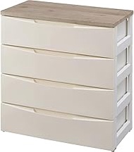 Iris Ohyama DW-724 Chest, 4 Tiers, Ready to Use, Complete Product Design, Made in Japan, Wooden Top 