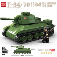Compatible LEGO T-34 tank Blok bangunan pemasangan model mainan siri tentera Perang Dunia II hadiah 