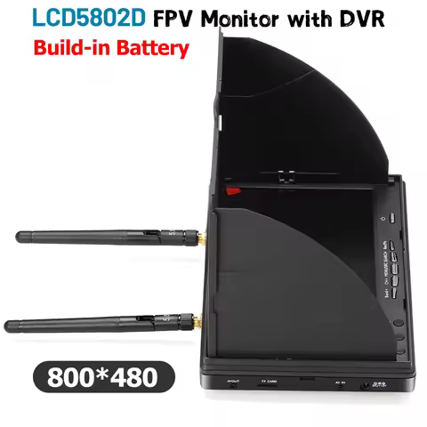 LCD5802D 5802 5.8G 40CH 7 Inch Raceband FPV Monitor 800x480 with DVR Build-in Battery Video Screen f