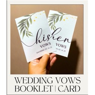Wedding Vows Booklet Card | His and Her Wedding Vows | Personalize and Customize NEXT DAY SHIP OUT