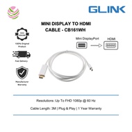GLINK-MINI DISPLAY TO HDMI CABLE (3M)-4K (CB161WH)