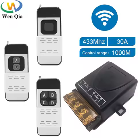 433Mhz High Power Wireless Remote Control Switch AC75-220V 30A 1000M For Factory Farm Office Exhaust