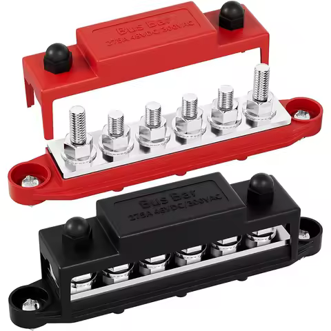 DaierTek 275A Bus Bar 12V Power Distribution Block Car Audio Busbar 6 x 5/16" (M8) Terminal Stud Pos