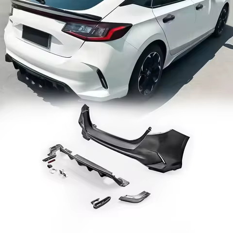 For Honda Civic Gen 11 FL1 TR Type Rear Bumper (Middle Exhaust Exit, For Hatch) Car Exterior Body Ki