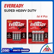 4 Pcs Baterai EVEREADY Super Heavy Duty Battery AA / A2 AAA / A3 -  isi 4