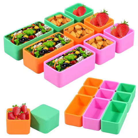 9PCS Silicone Bento Box Dividers Food Grade Silicone Bento Baking Cups Temperature Resistant Bento B