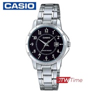 Casio Standard นาฬิกาข้อมือผู้หญิง สายสแตนเลส รุ่น LTP-V004D-1BUDF (หน้าดำ)