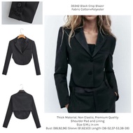 HITAM 35342 Black Blazer Crop Light Blazer Black Suit Blazer