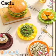 CACTUS Stackable Hamburger Plate Set, Plastic Burger-Shaped Mini Dinner Plate, Creative Multi-functi